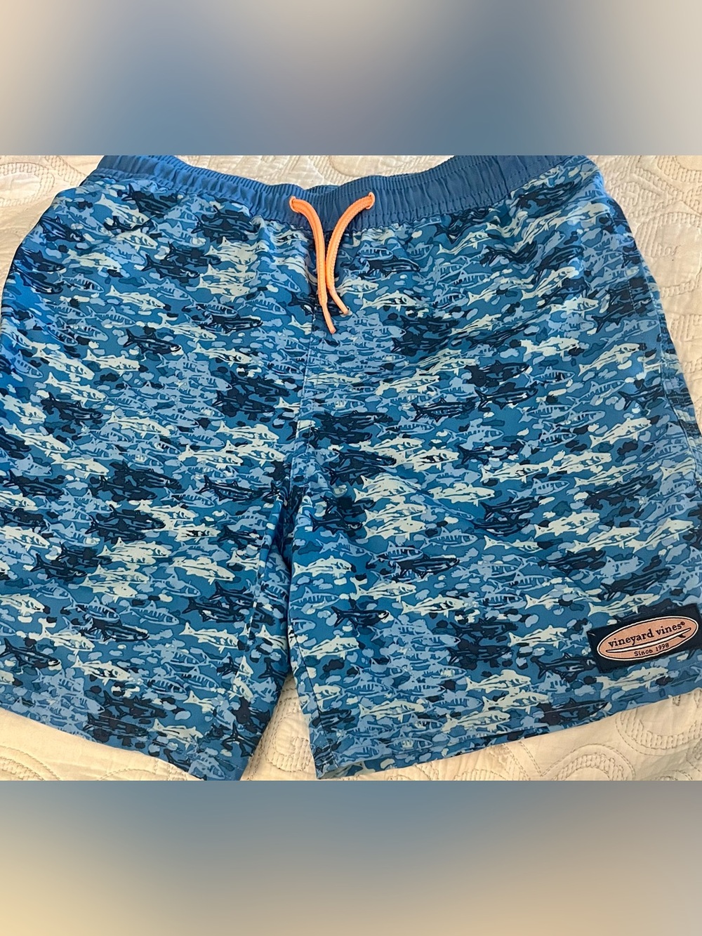 🦈 Vineyard Vines Boys Shark Print Swim Trunks | Size Small (8–10)